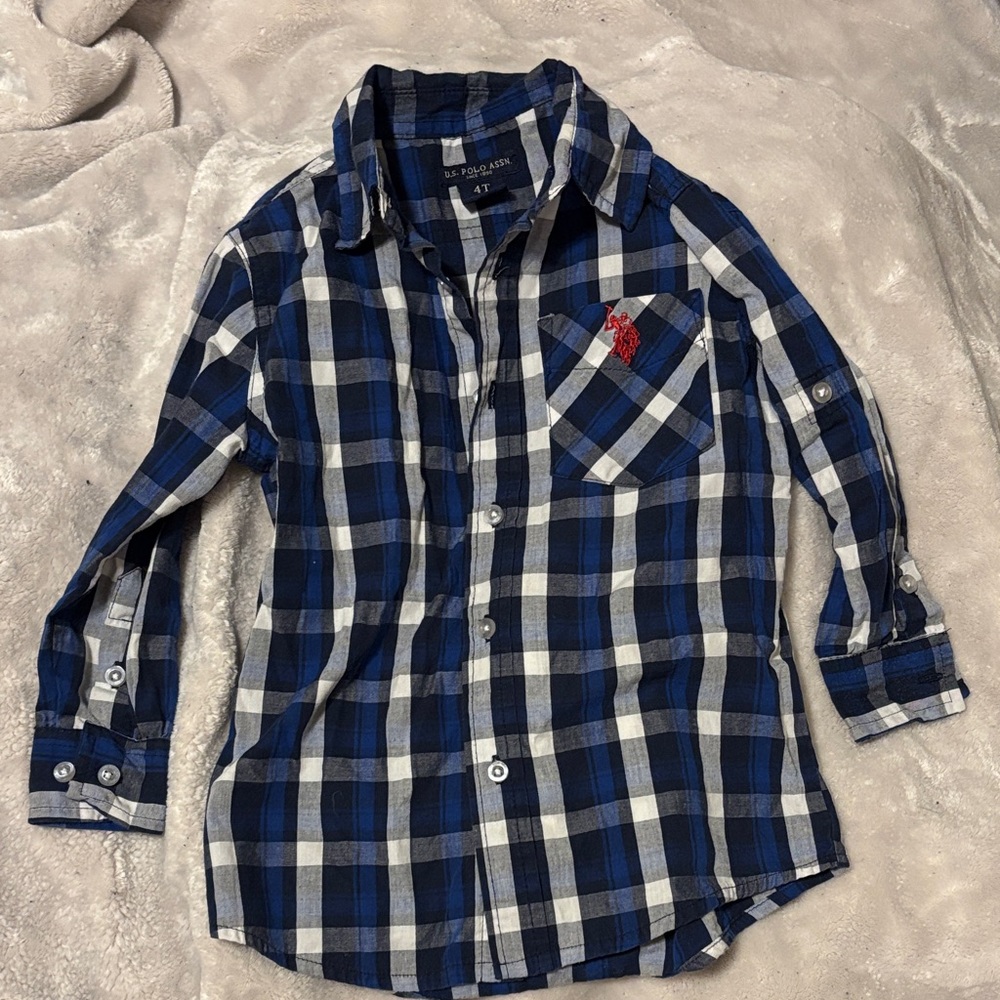 U.S. Polo Assn. Blue and White Plaid Button-Down Shirt